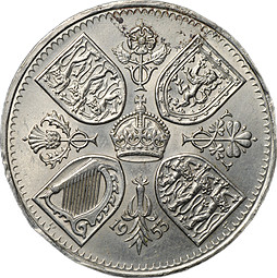 Монета 5 шиллингов 1953 Коронация Елизаветы II Великобритания