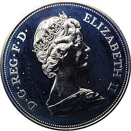 Монета 1 крона (25 пенсов) 1972 25 лет свадьбы Елизаветы и Филиппа PROOF Великобритания