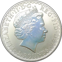 Монета 2 фунта 2002 Стоящая Британия Великобритания