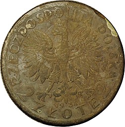 Монета 2 злотых 1934 Ядвига Польша