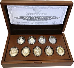 Набор 1 доллар 2012-2013 Императорские яйца Фаберже 9 монет Ниуэ