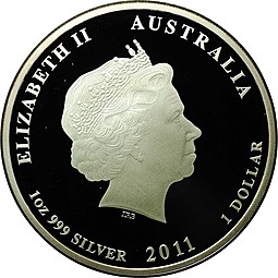 Монета 1 доллар 2011 Год Кролика Лунар 2 PROOF Австралия