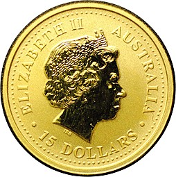 Монета 15 долларов 2004 Австралийский самородок Кенгуру Австралия