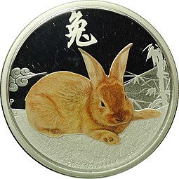 Монета 50 центов 2011 Год Кролика Лунный календарь Лунар Острова Кука