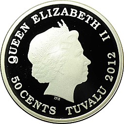 Монета 50 центов 2012 Любовь Навсегда Коалы Тувалу