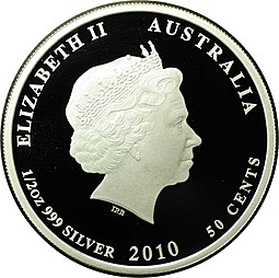 Монета 50 центов 2010 Сахарная сумчатая летяга - Детеныш Bush Babies Австралия