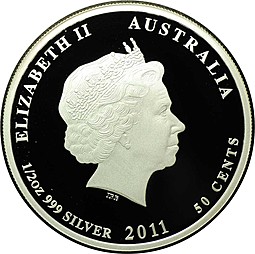 Монета 50 центов 2011 Собака Динго - Детеныш Bush Babies Австралия