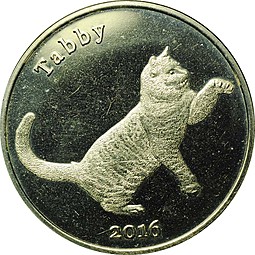 Монета 1 фунт 2016 Кошка Табби Остров Строма