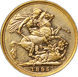 Монета 1 соверен (фунт) 1895 Великобритания