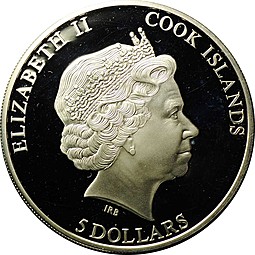 Монета 5 долларов 2012 Гжель Острова Кука