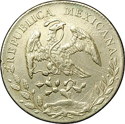 Монета 8 реалов 1891 Zs Мексика