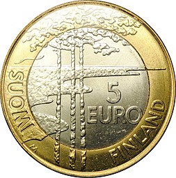 Монета 5 евро 2003 Чемпионат мира по хоккею Финляндия