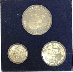 Набор монет 1/4, 1/2, 1 доллар 1976 S серебро 200 лет Независимости США