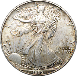 Монета 1 доллар 1992 Шагающая свобода США