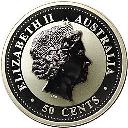 Монета 50 центов 2004 Год Обезьяны Лунар Лунный календарь Австралия