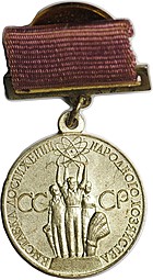 Медаль малая серебряная За успехи в народном хозяйстве СССР Выставка достижений ВДНХ, на винте