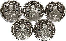 Комплект 10 рублей 2008 Православные святые Беларусь 5 монет