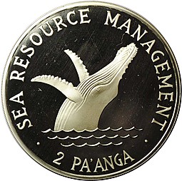 Монета 2 паанга 1979 ФАО - Управление морскими ресурсами кит Тонга