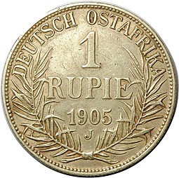 Монета 1 рупия 1905 J Германская Восточная Африка