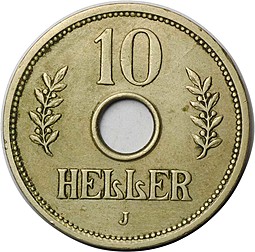 Монета 10 геллеров 1910 J Германская Восточная Африка