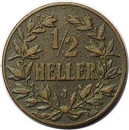 Монета 1/2 геллера 1905 J Германская Восточная Африка