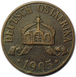 Монета 1/2 геллера 1905 J Германская Восточная Африка