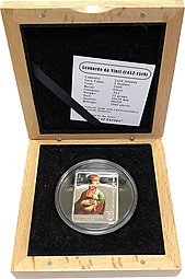 Монета 5 долларов 2009 Леонардо да Винчи Дама с горностаем Остров Кука