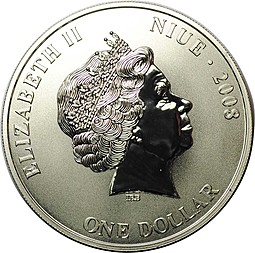 Монета 1 доллар 2008 С Новым годом и Рождеством Снеговик Ниуэ
