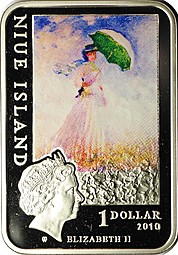 Монета 1 доллар 2010 Клод Моне художник Ниуэ