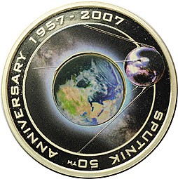 Монета 1 доллар 2007 Первый искусственный спутник Земли Остров Кука