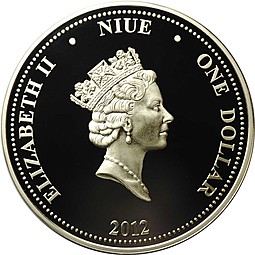 Монета 1 доллар 2012 Полет к звездам Орбитальная станция Мир Ниуэ
