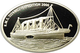 Монета 10 долларов 2005 Титаник 2000 Либерия