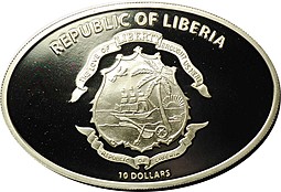 Монета 10 долларов 2005 Титаник 2000 Либерия
