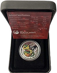 Монета 50 центов 2013 Год змеи Лунный календарь Тувалу