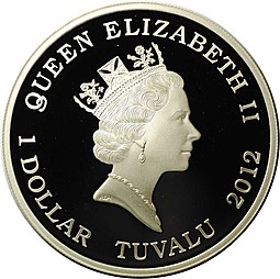 Монета 1 доллар 2012 Мейфлауэр Корабль парусник Тувалу