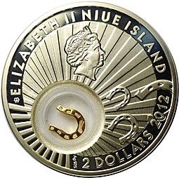 Монета 2 доллара 2012 На Удачу Подкова Ниуэ