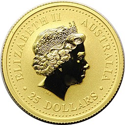 Монета 25 долларов 2006 Год собаки Лунар Австралия