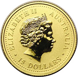 Монета 15 долларов 2003 Австралийский самородок Кенгуру Австралия