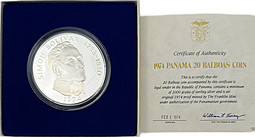 Монета 20 бальбоа 1974 150 лет Независимости - Симон Боливар Панама