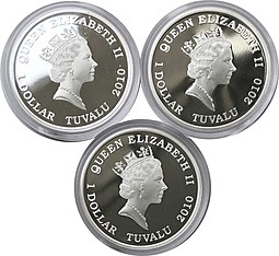Набор монет 1 доллар 2010 Сражения Великой Отечественной войны ВОВ Тувалу