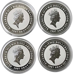 Набор 2 доллара 2007 Приключения Шерлока Холмса Остров Кука 4 монеты