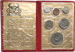 Годовой набор монет 1985 Год Быка Сингапур