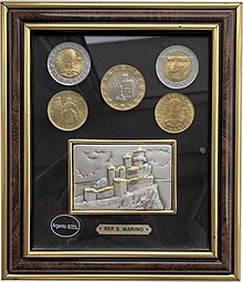 Набор монет 200, 500, 1000 лир 1996-1997 Сан-Марино