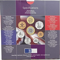 Годовой набор монет 2002 BUNC Великобритания