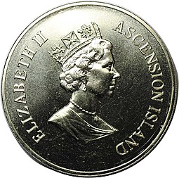 Монета 50 пенсов 1996 70 лет со дня рождения Елизаветы II Остров Вознесения
