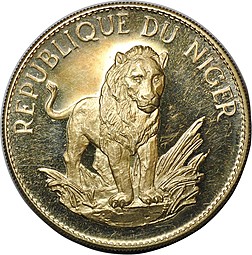 Монета 10 франков 1968 Лев Нигер