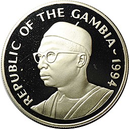 Монета 20 даласи 1994 Защита дикой природы Обезьяна Гамбия