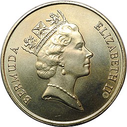 Монета 1 доллар 1987 50 лет коммерческой авиации Бермудские Острова