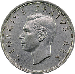 Монета 5 шиллингов 1952 300 лет основанию Кейптауна ЮАР