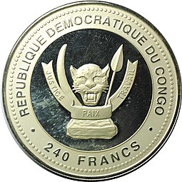 Монета 240 франков 2012 Год Дракона - Богатство Конго